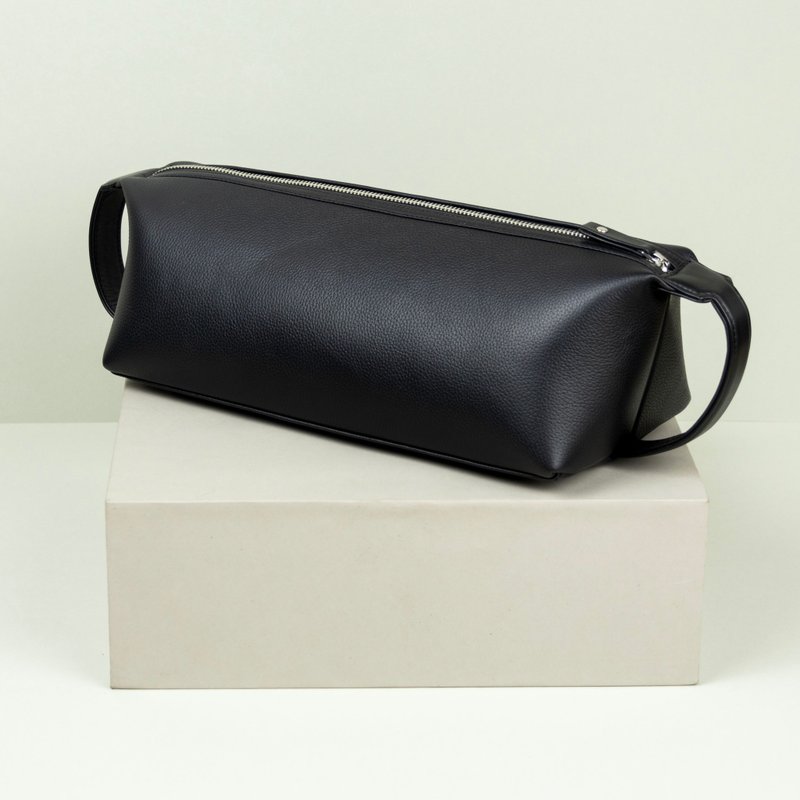 Leather Dopp Kit, Men's Toiletry Bag - 化妝包/收納袋 - 真皮 黑色