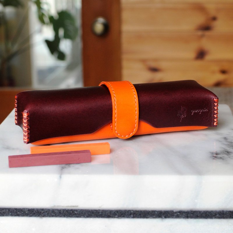 Box-shaped pen holder No.13 Buttero - Pencil Cases - Genuine Leather Orange