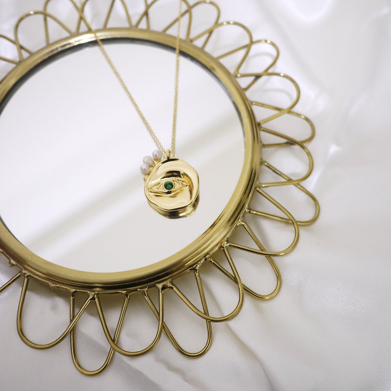 Exotic Pearl Stone Necklace - สร้อยคอ - ทองแดงทองเหลือง สีทอง