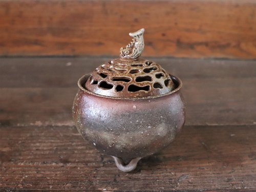備前焼 香炉 木箱付き 備前焼 香炉(桐箱付き) i-058 - ショップ 宗兵衛窯 アロマ・線香