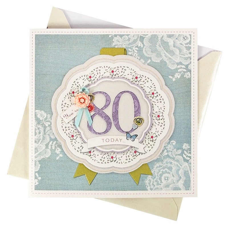 しょううび南山-80歳の誕生日[ホールマーク-エイジカードの誕生日の願い] - カード・はがき - 紙 ブルー