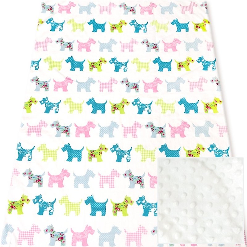 Minky多功能 點點顆粒 攜帶毯嬰兒毯冷氣毯被 米白-小狗 - 嬰兒床墊/睡袋/枕頭 - 棉．麻 白色