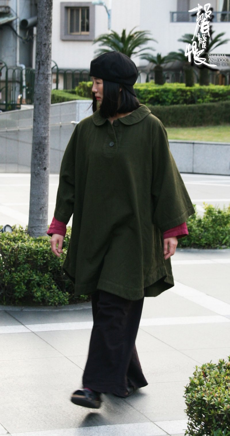 【聲聲慢】風蕭蕭兮易水寒保暖斗篷 - 女大衣/外套 - 棉．麻 綠色