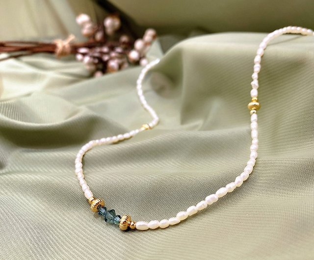真珠とクリスタルのネックレス120センチのロングです