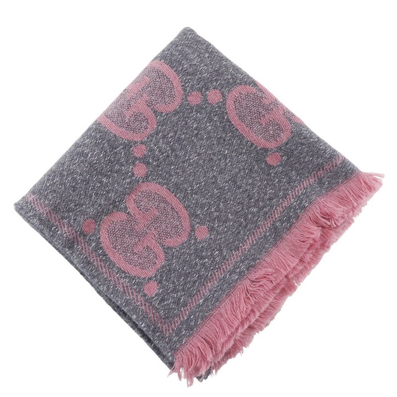 【日本直送】グッチ GUCCI GGジャガード ストール マフラー 598993 ウール×ナイロン グレー レディース【中古】 - 圍巾/披肩 - 羊毛 灰色