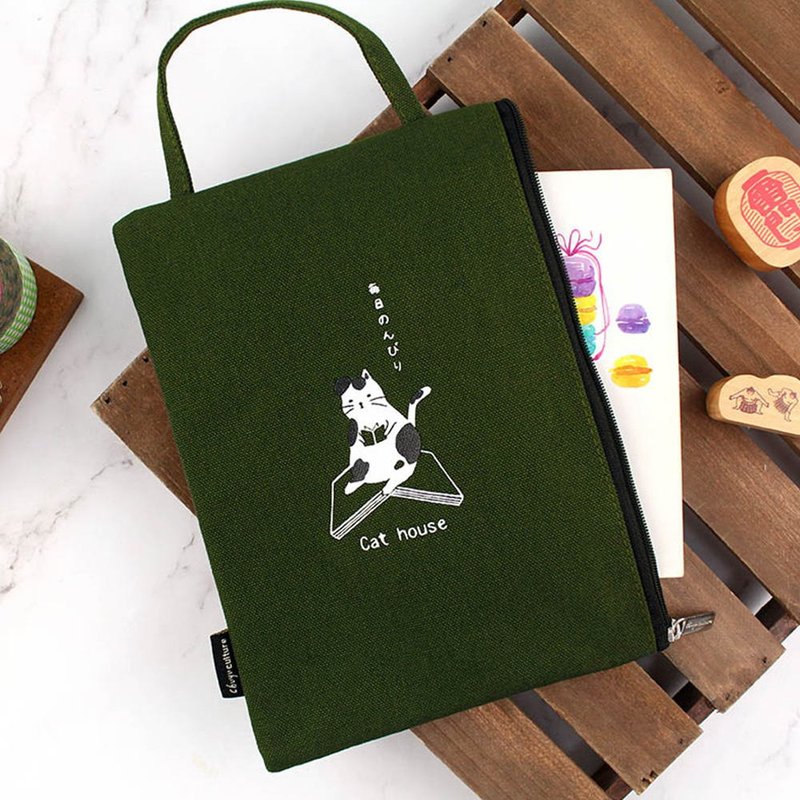 Chuyu A6/50K 台湾綿布 ストレート ポータブル ジッパー キャリー ブック バッグ ポータブル (日記用)-02 抹茶グリーン - ブックカバー - ナイロン 多色