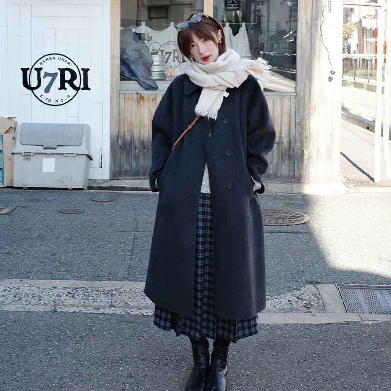 插肩袖雙面呢大衣|外套|兩色|冬款|Sora-1950 - 女大衣/外套 - 羊毛 多色