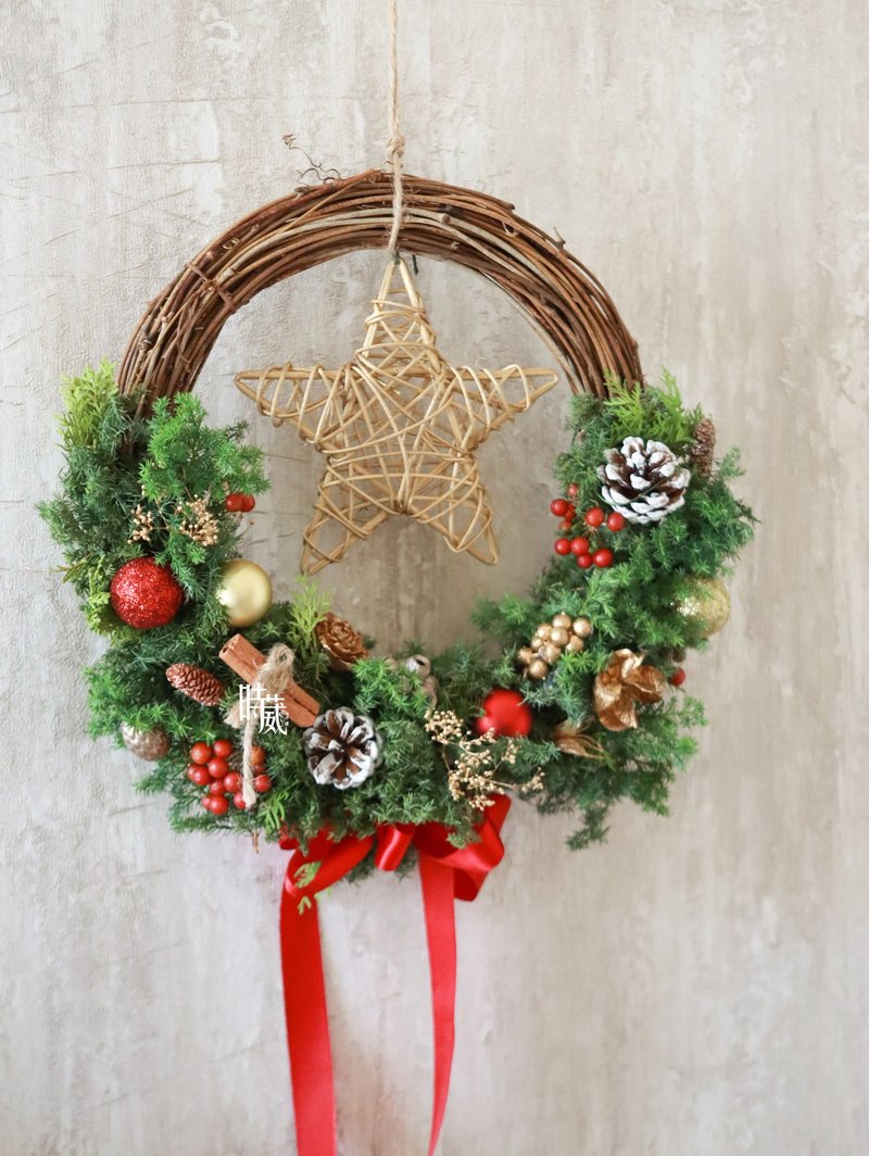 Christmas Course_Warm Gold Christmas Wreath_Fresh Cedar Christmas Wreath Course/Taichung Classroom - จัดดอกไม้/ต้นไม้ - พืช/ดอกไม้ 