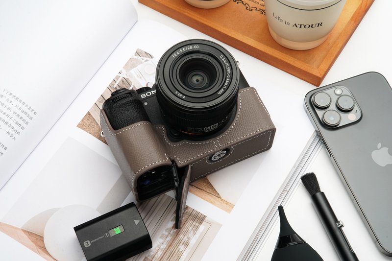 適用機型SONY a7C II / a7CR 手掌紋皮革相機底座皮套 - 相機包/相機袋 - 真皮 多色