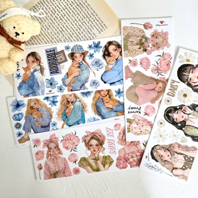 5% Off Set – Spring Edition Handmade Character 3 Types (16-piece Set) - 貼紙 - 紙 