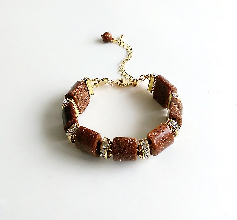 [Gemstones] hand for natural ore ginseng brass noble • bracelet - Bracelets - Gemstone Red