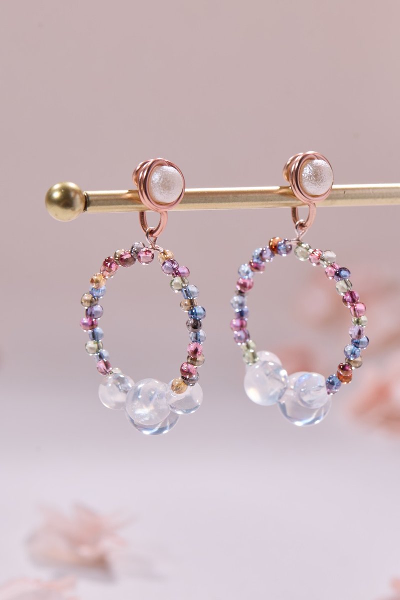 夏日泡泡透光感圈圈耳環 無痛耳夾 耳針 - 耳環/耳夾/耳骨夾 - 其他材質 多色