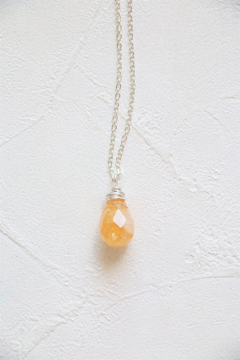 Natural citrine necklace, Dainty crystal necklace - Necklaces - Gemstone Orange