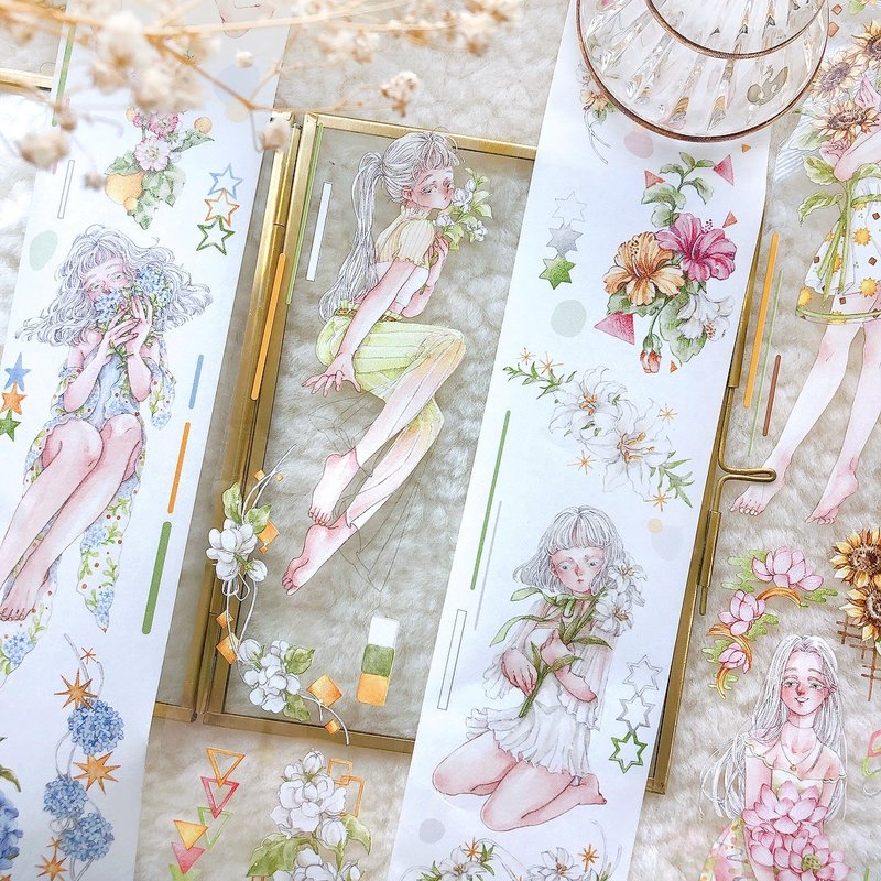 Thin color flower gauze tape-(2 kinds of materials) - Washi Tape - Paper 