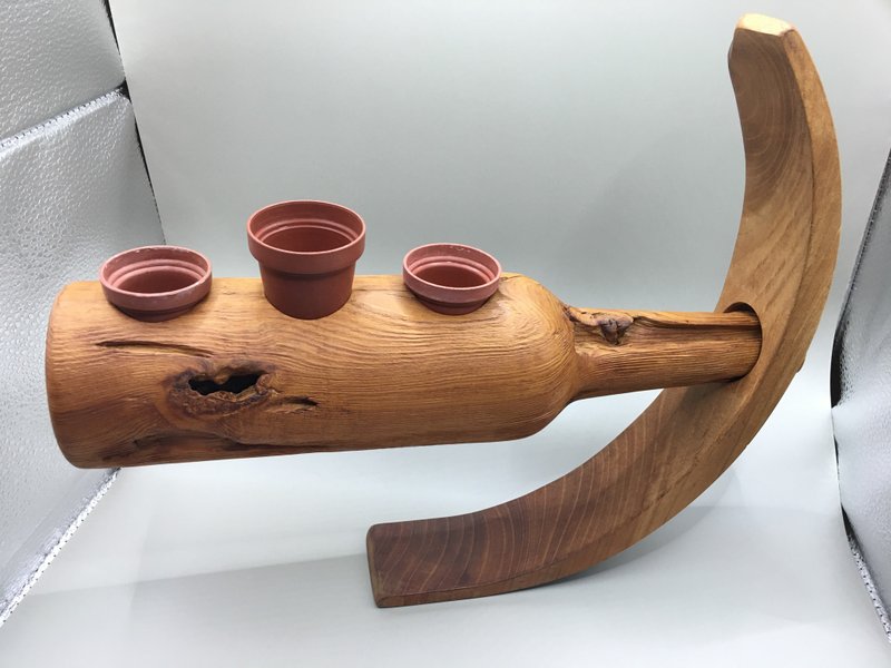 台灣檜木小燈酒瓶擺飾 - 燈具/燈飾 - 木頭 