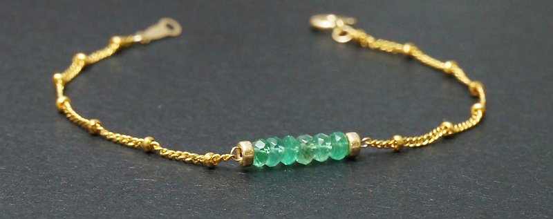 Natural Emerald エメラルド Emerald American 14K Gold Bracelet Light Jewelry - สร้อยข้อมือ - เครื่องประดับ สีทอง