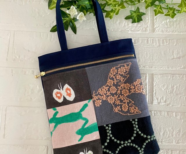 ミナペルホネン 生地使用 jungle relief お散歩バッグ ハンドメイド