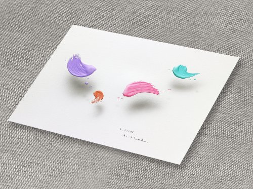 浮遊する筆触　【Layer 19232】 25 x 32cm　(A3額装) ★ 星 憲司 / Kenji HOSHI 抽象画・浮遊する筆触Layer 20325 32x 25 cm ⁄ 紙にアクリルシート