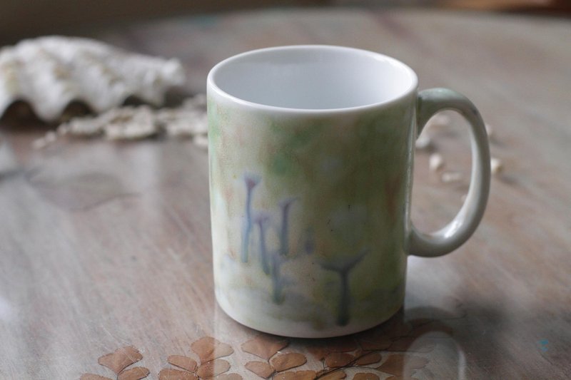 Hand-glazed oil painting style porcelain cup/mug 24 - แก้วมัค/แก้วกาแฟ - ดินเผา สีเขียว