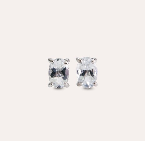 安珠 AND JEWEL 每天配戴的天然寶石 安珠 海藍寶 藍色 橢圓 4*6mm 耳環 經典系列 Oval E 寶石銀飾 A