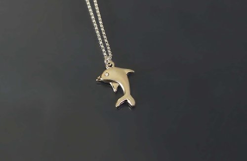 Maple jewelry design 圖像系列-跳躍的小海豚925銀項鍊