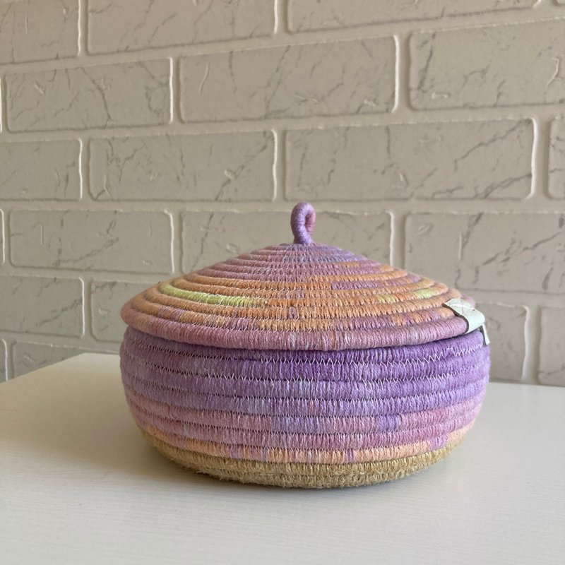 Purple storage basket with lid, 16 cm x 10 cm - 居家收納/收納盒/儲物盒 - 棉．麻 紫色