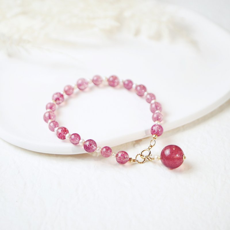 胭脂草莓晶手鍊水晶 - 手鍊/手環 - 水晶 粉紅色