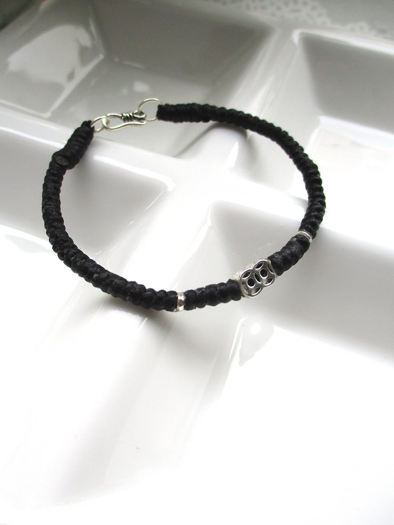 925 Silver extra cash (silk cord bracelet wax) (fill in the remarks column color) - Bracelets - Other Materials Black