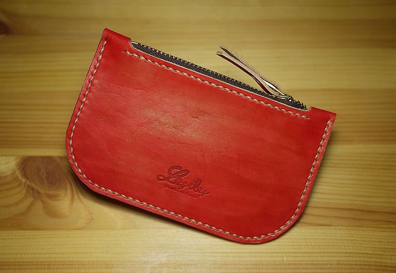 Leather Purse 皮革隨身錢包 紅色 - 散紙包 - 真皮 紅色