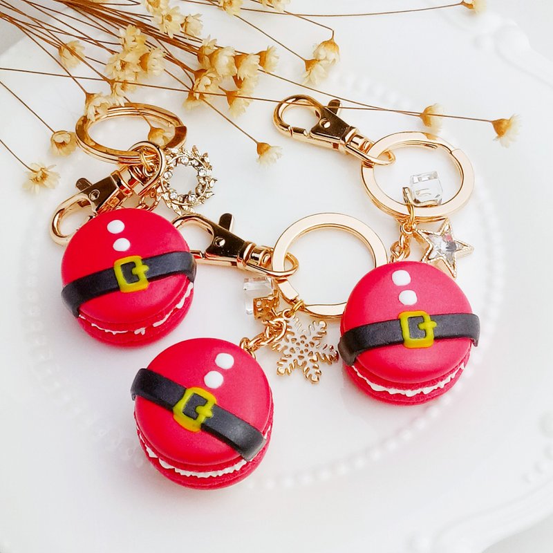 ラウンドクリスマスサンタクロースマカロンキーリング/ハンギング - チャーム - 粘土 