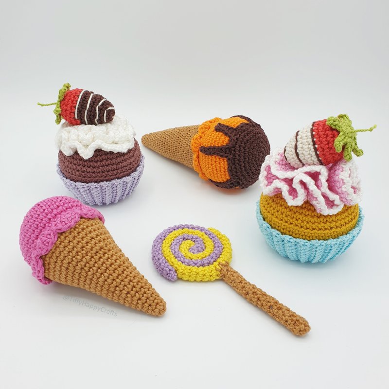 Crochet Sweet Set| Strawberry Cupcake, Ice Cream and Lollipop - 手工藝教學/工具書 - 其他材質 