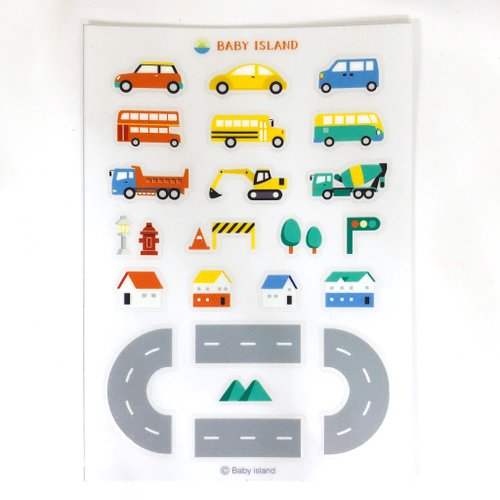 寶包小島 Baby island 馬路車車透明貼紙