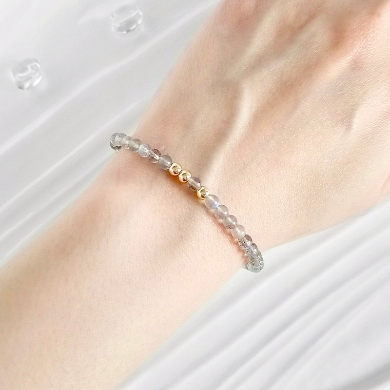 Labradorite Minimalist Gold Bracelet | Handmade Gemstone Jewelry Gift For Women - Bracelets - Crystal Gray