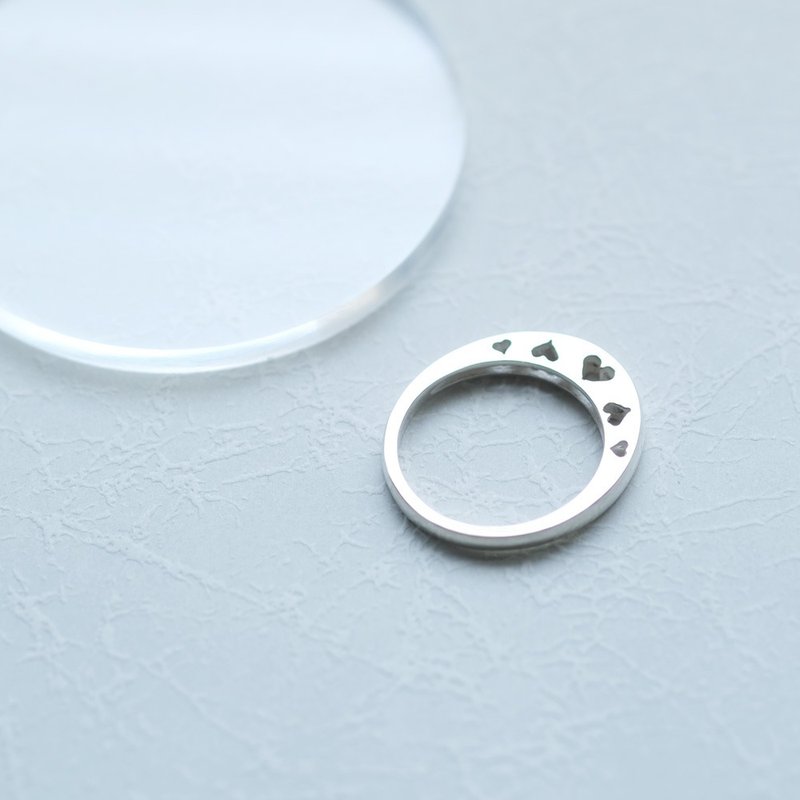 切り抜き ハート リング シルバー925 - 戒指 - 其他金屬 灰色