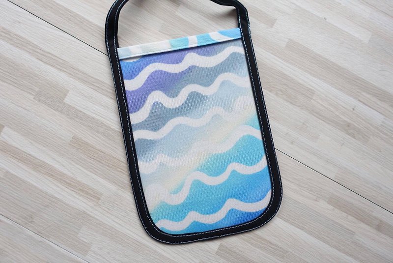 Mobile phone neck bag _ wave wave style - ที่เก็บพาสปอร์ต - ผ้าฝ้าย/ผ้าลินิน สีน้ำเงิน