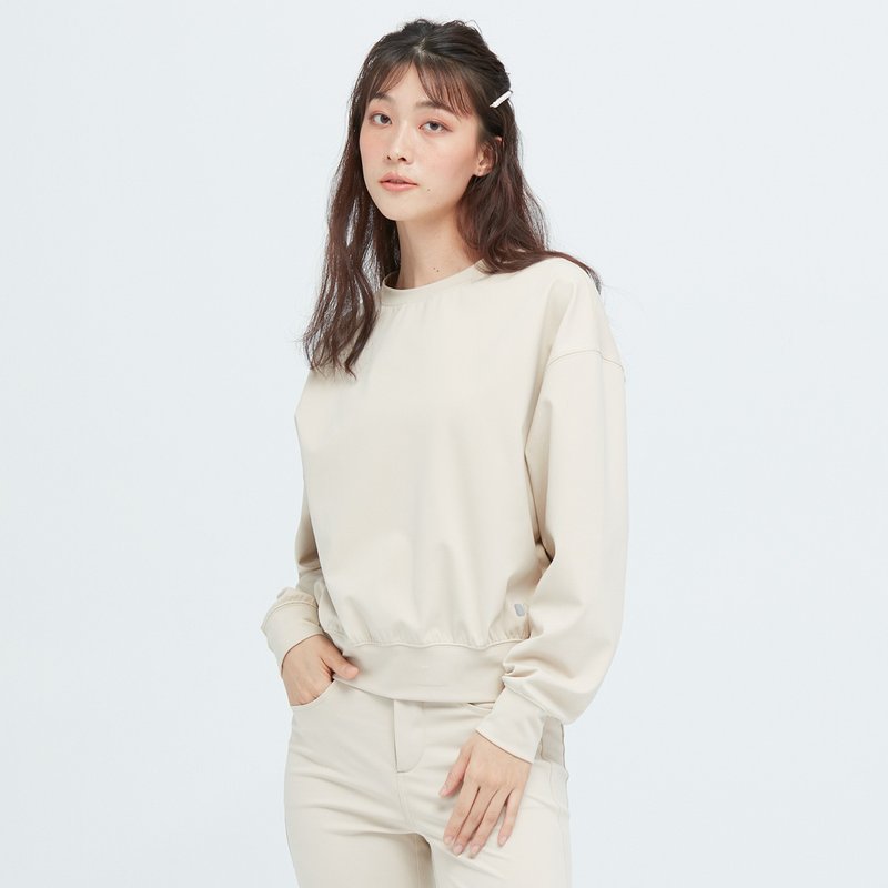 Reboot-甦活機能落肩衛衣(女)-暖木棕 - 女上衣/長袖上衣 - 聚酯纖維 卡其色