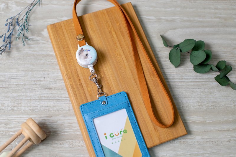 iGood Wear Retractable ID Set-Hand-painted Style Series/ Persian Cat_ADH19 - ที่ใส่บัตรคล้องคอ - วัสดุอื่นๆ สีน้ำเงิน