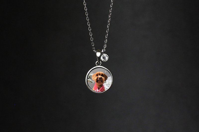 Forever & Co. Sterling Silver 925 Round Plate Necklace/Customized Fully Waterproof Photo Pendant - Custom Pillows & Accessories - Sterling Silver Silver