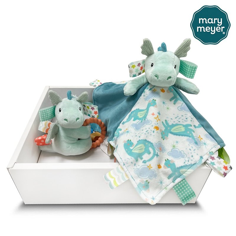 Fast shipping [MaryMeyer] Xiao Feilong classic gift box (pacifying towel + hand bell) - Baby Gift Sets - Cotton & Hemp Green