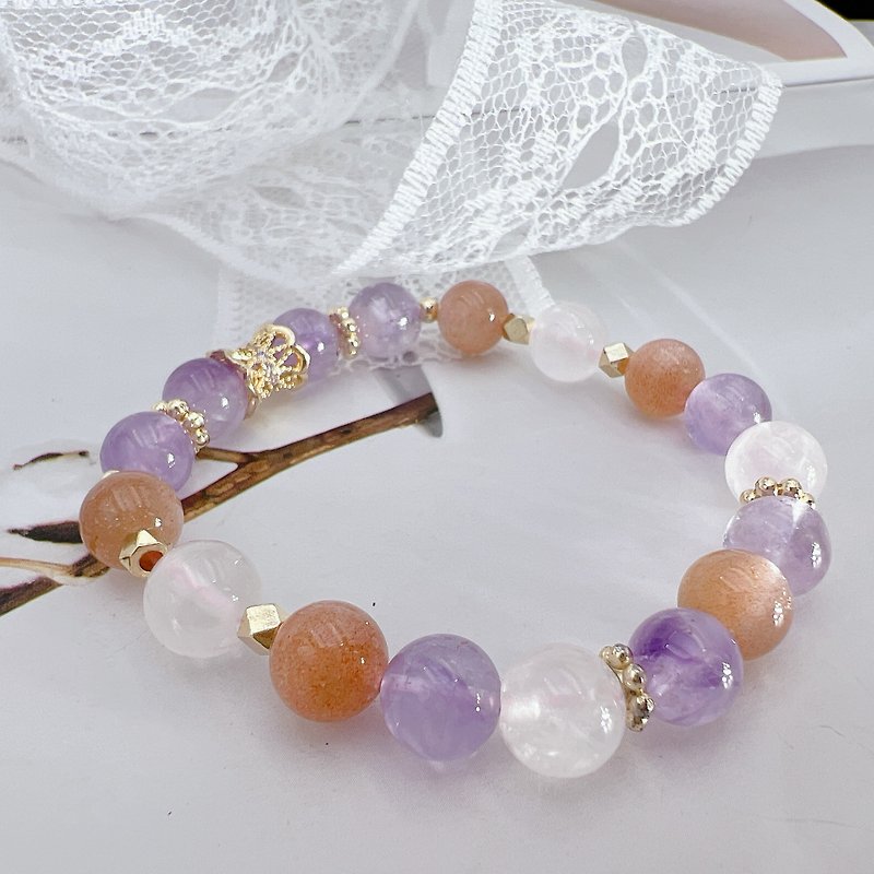 Orange Moonlight | Lavender Amethyst | Pink Quartz | Customized Bracelet - Bracelets - Crystal 