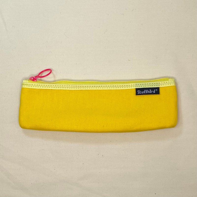 Pencil case with expandable gusset - กล่องดินสอ/ถุงดินสอ - ผ้าฝ้าย/ผ้าลินิน สีเหลือง