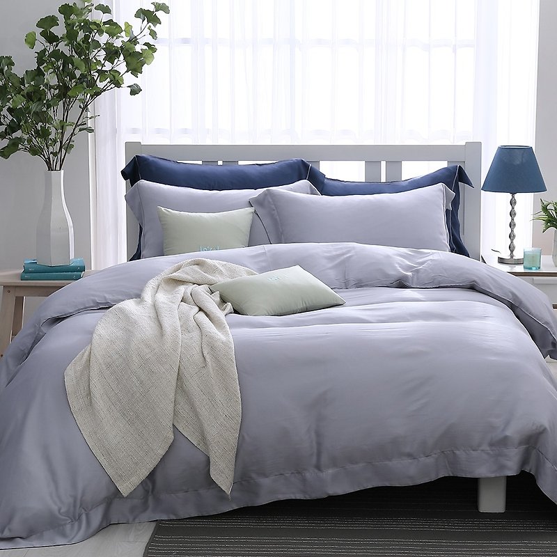 (Extra large) early morning shimmer - solid color design models Tencel dual-use bed pack four-piece group [60 Tencel] - Bedding - Other Materials Gray