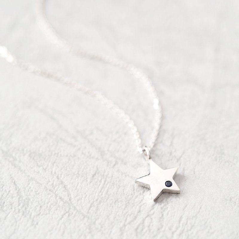 Star & Sapphire Necklace Silver 925 - Necklaces - Other Metals Blue