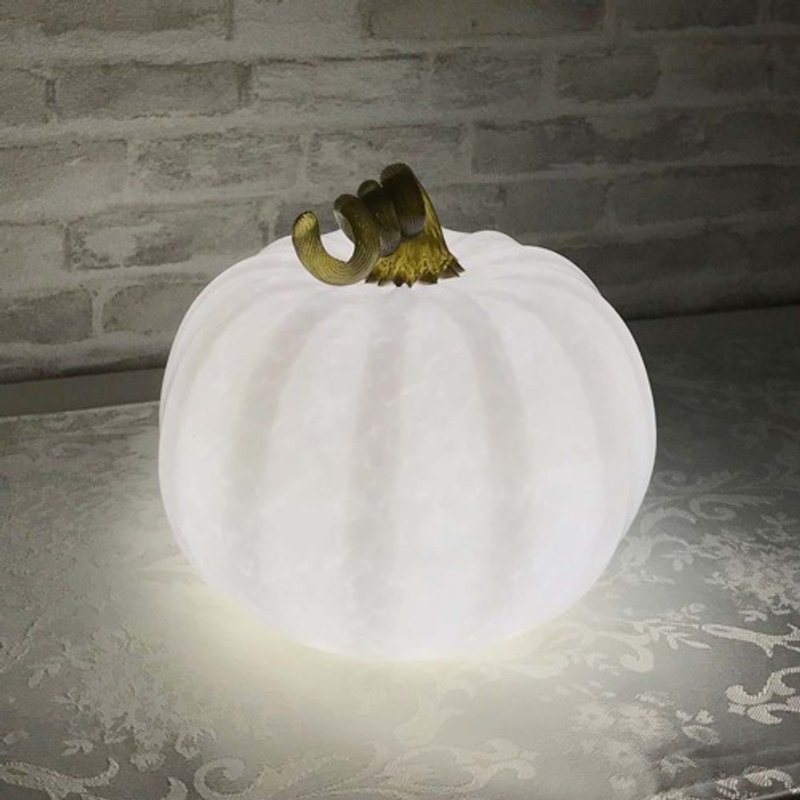 Pumpkin lamp, white & olive 《Cute even if it's not Halloween♪》 - Lighting - Glass 