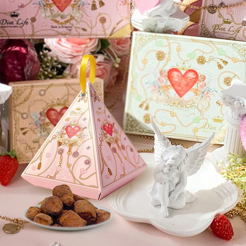 【Diva Life】Truffle Chocolate Diamond 5-piece Gift Box (2024 Golden Pledge of Love) - ช็อกโกแลต - วัสดุอื่นๆ สีนำ้ตาล