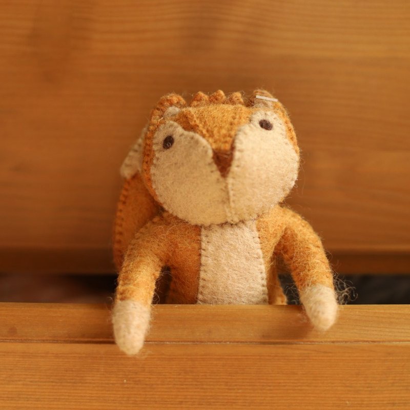 Wool Out of Sheep Mountain Wool Felt Doll Pocket Squirrel - ตุ๊กตา - ขนแกะ สีนำ้ตาล