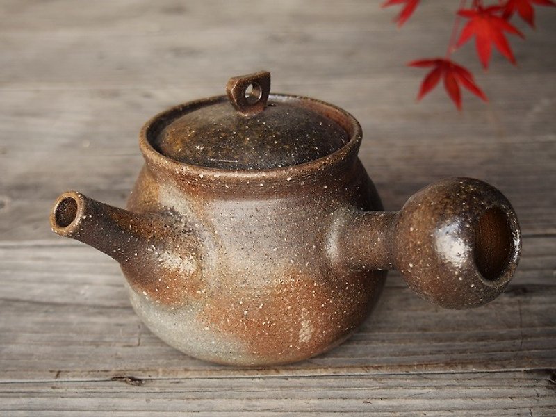 日本岡山備前 陶器 茶壺 k1-020 - 茶壺/茶杯/茶具 - 陶 咖啡色