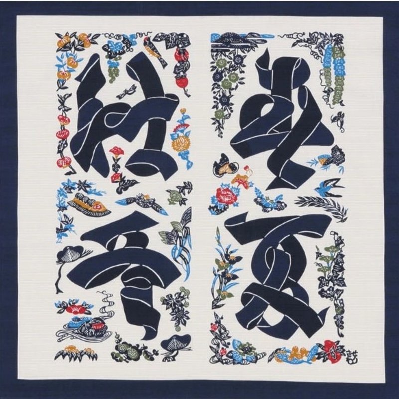 京都風呂敷包巾-芹澤圭介 三巾-布文字春夏秋冬(白) - 擺飾/家飾品 - 棉．麻 