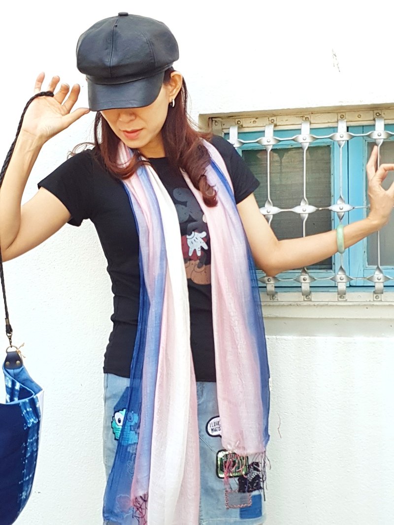 Hydrangea ~ silk cotton tassel long towel personality temperament unique - ผ้าพันคอ - ผ้าไหม สึชมพู