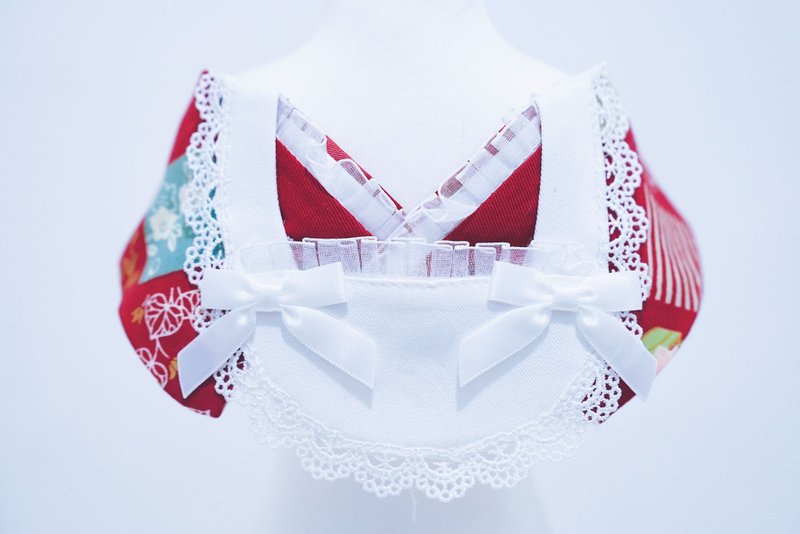 Crazy de Wan - Kimono Tokushū Bib Series 和服特輯 昭和メイ - 寵物衣服 - 其他人造纖維 紅色